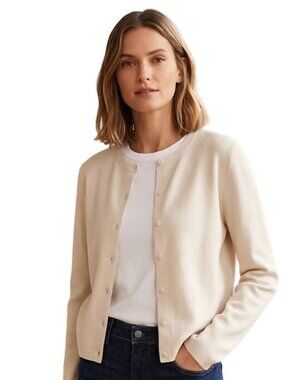 J.crew Neutral Beige Heavyweight Lyocell Blend 2024 Cardigan Sweater Size XL
